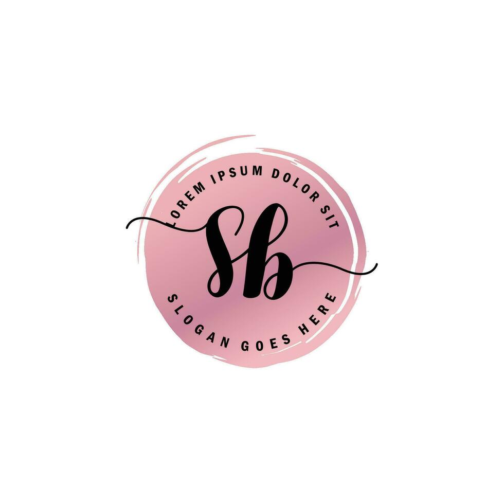 SB Initial Letter handwriting logo with circle brush template vector