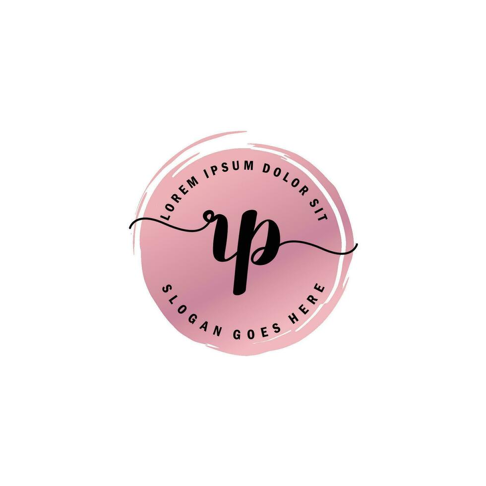 RP Initial Letter handwriting logo with circle brush template vector