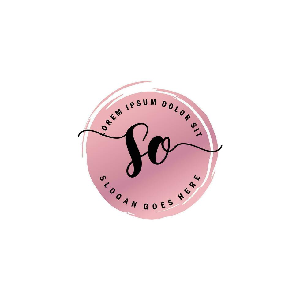 SO Initial Letter handwriting logo with circle brush template vector