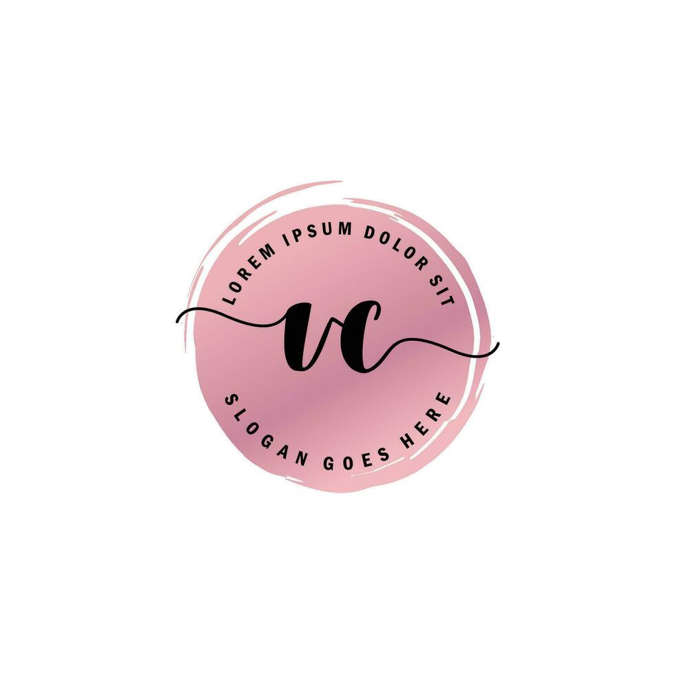 VC Initial Letter handwriting logo with circle brush template vector