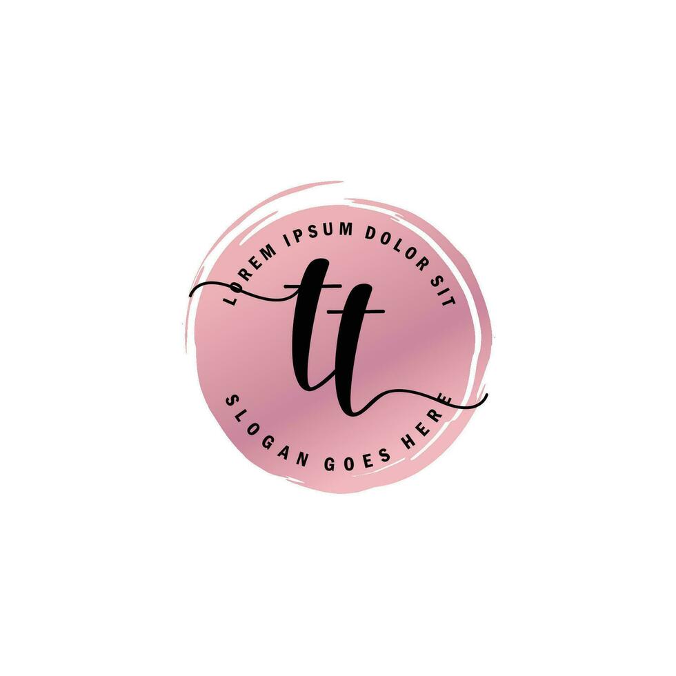 TT Initial Letter handwriting logo with circle brush template vector