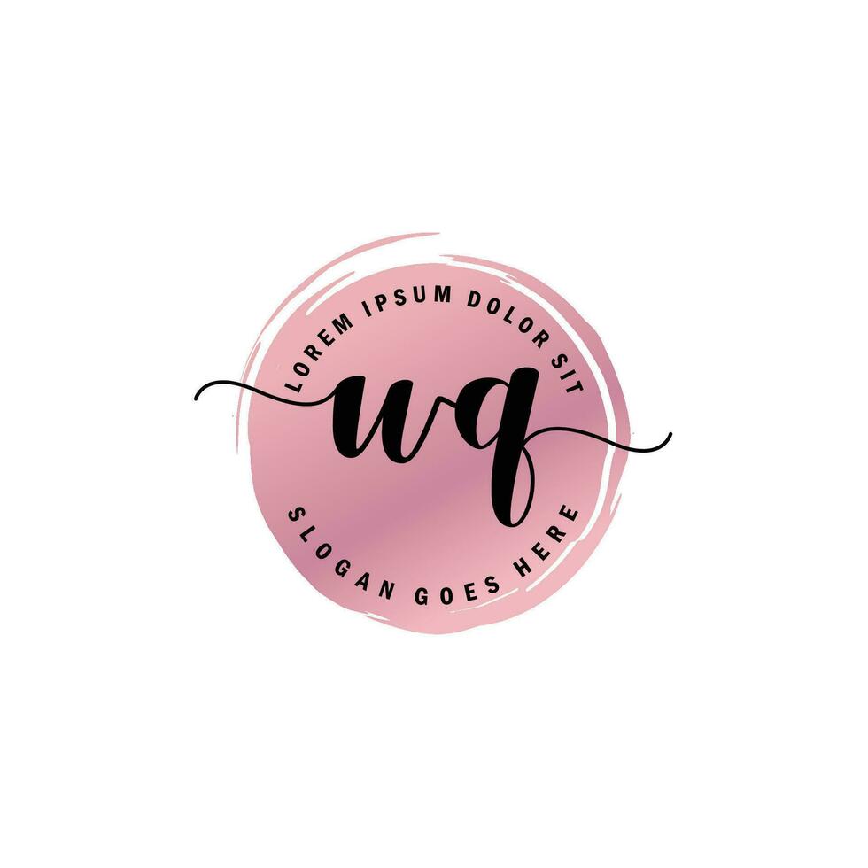 WQ Initial Letter handwriting logo with circle brush template vector