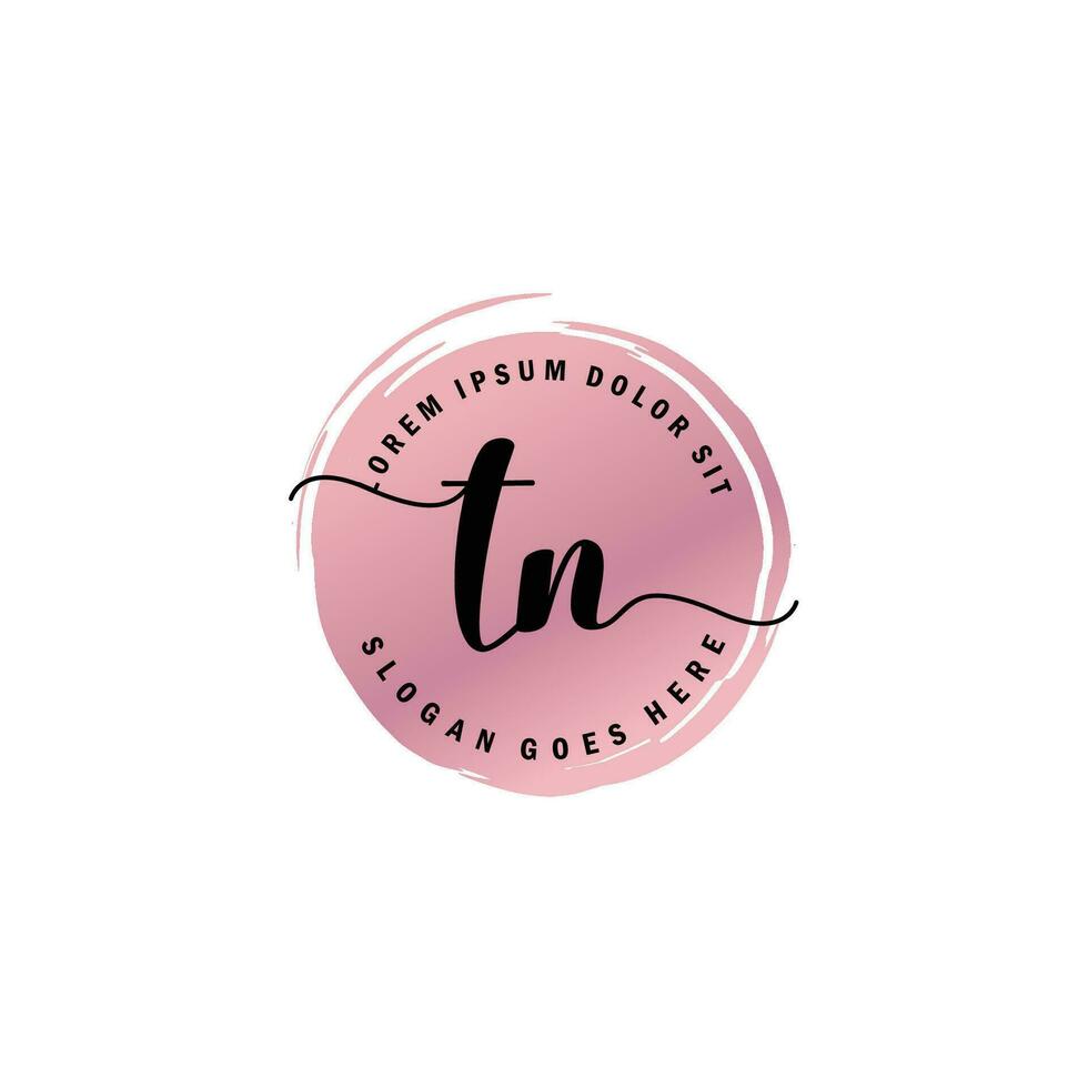 TN Initial Letter handwriting logo with circle brush template vector