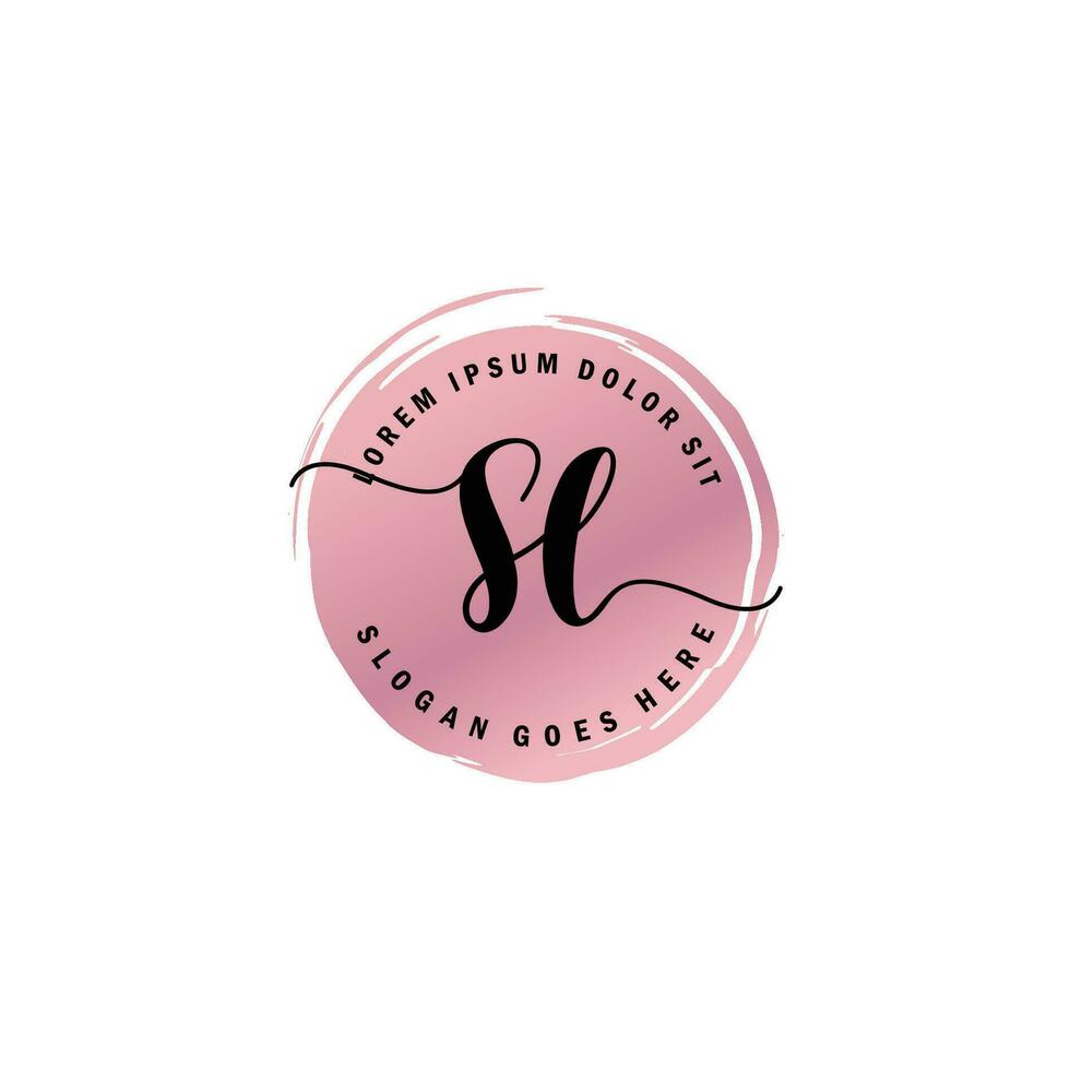 SL Initial Letter handwriting logo with circle brush template vector
