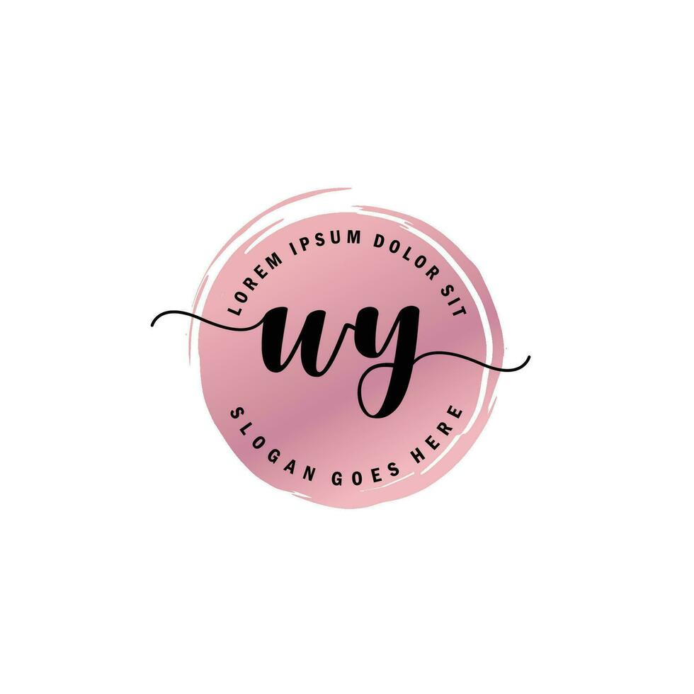 WY Initial Letter handwriting logo with circle brush template vector