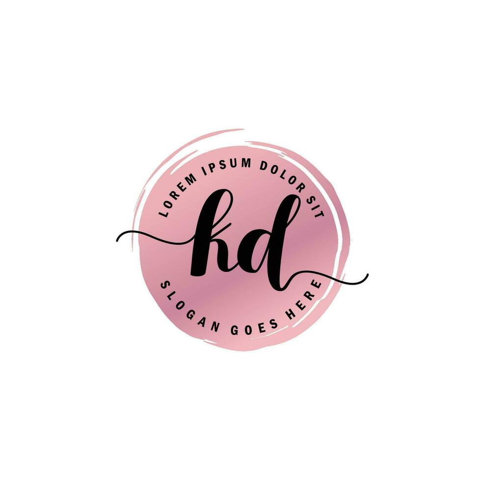 KD Initial Letter handwriting logo with circle brush template vector