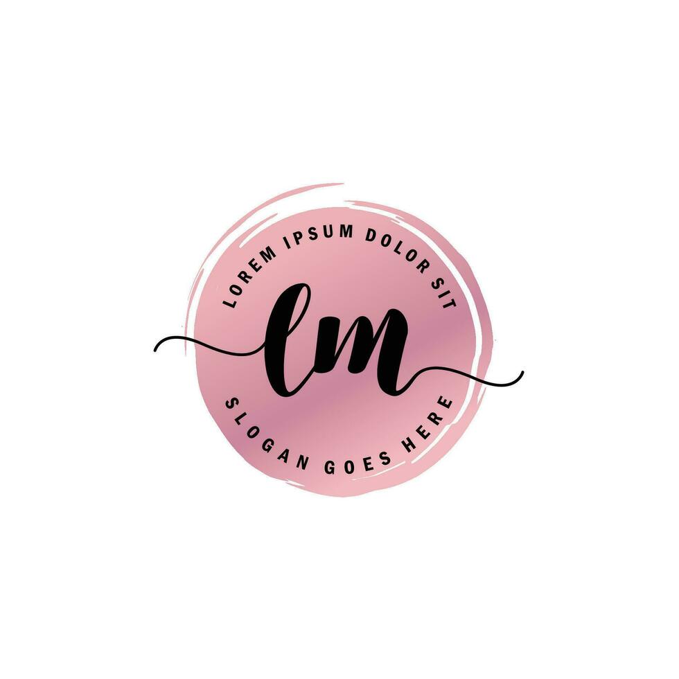 LM Initial Letter handwriting logo with circle brush template vector