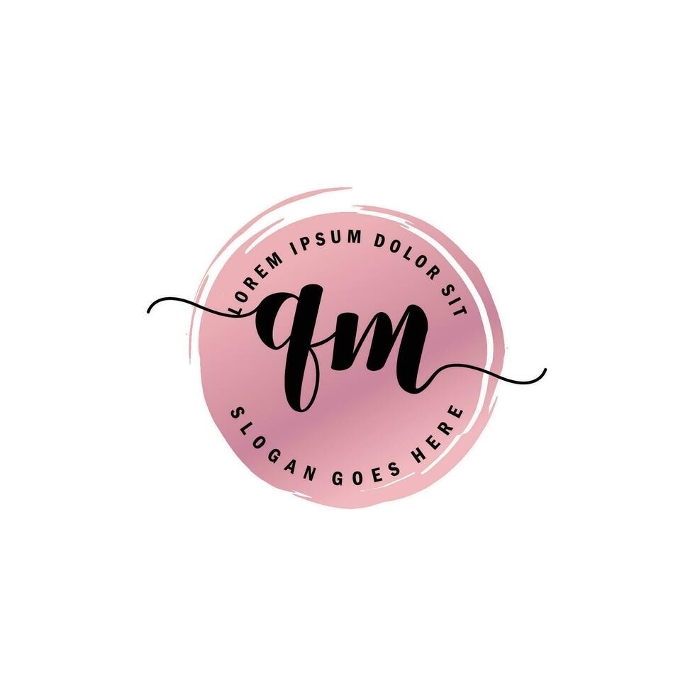 QM Initial Letter handwriting logo with circle brush template vector