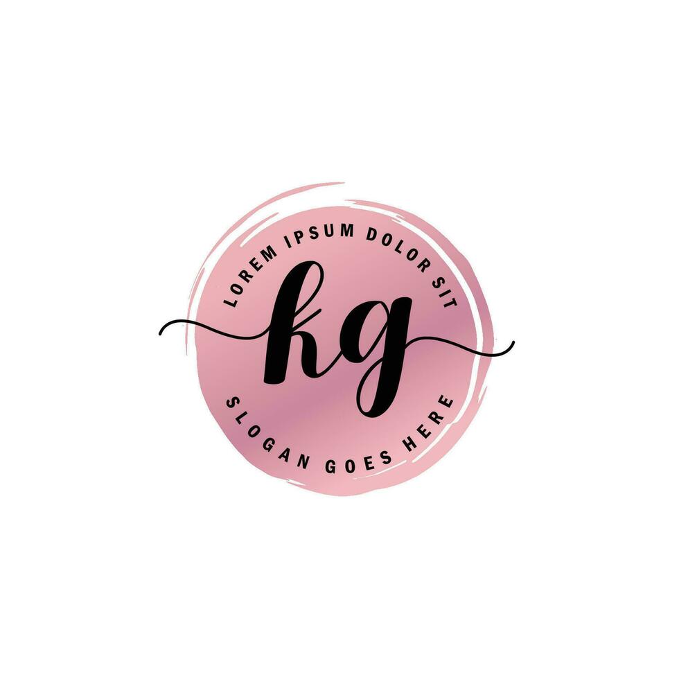 KG Initial Letter handwriting logo with circle brush template vector
