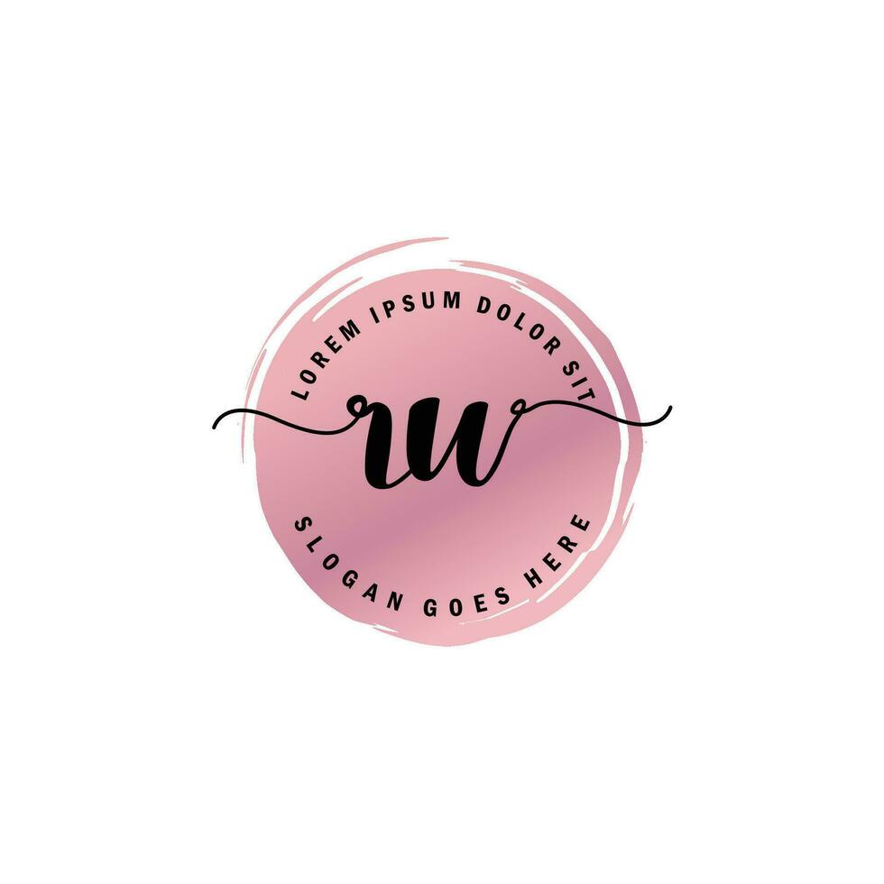 RW Initial Letter handwriting logo with circle brush template vector