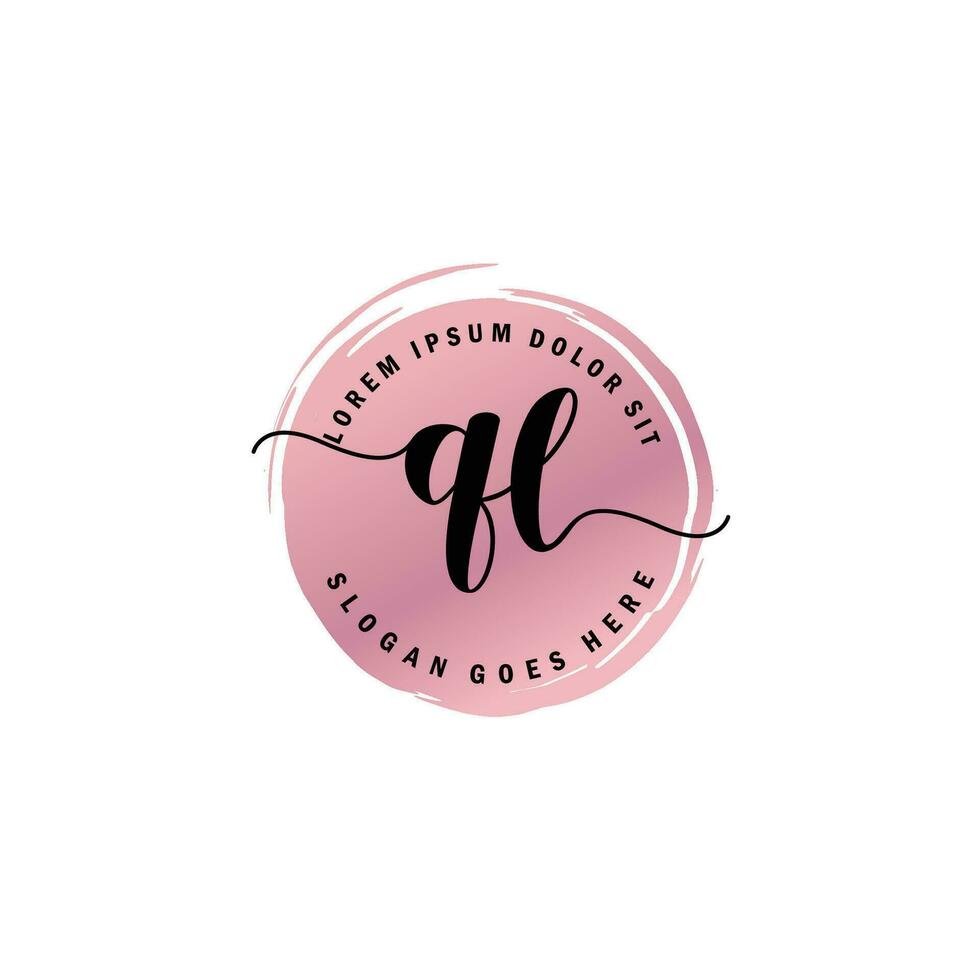 QL Initial Letter handwriting logo with circle brush template vector