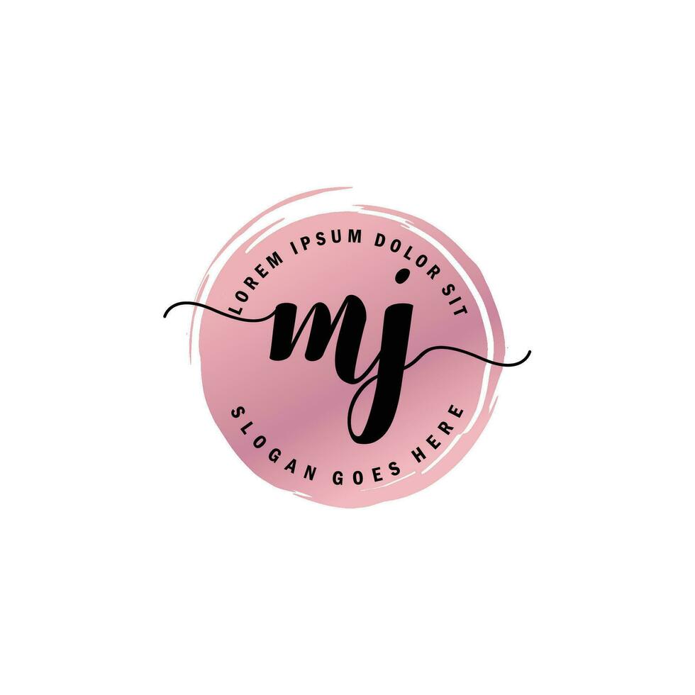 MJ Initial Letter handwriting logo with circle brush template vector
