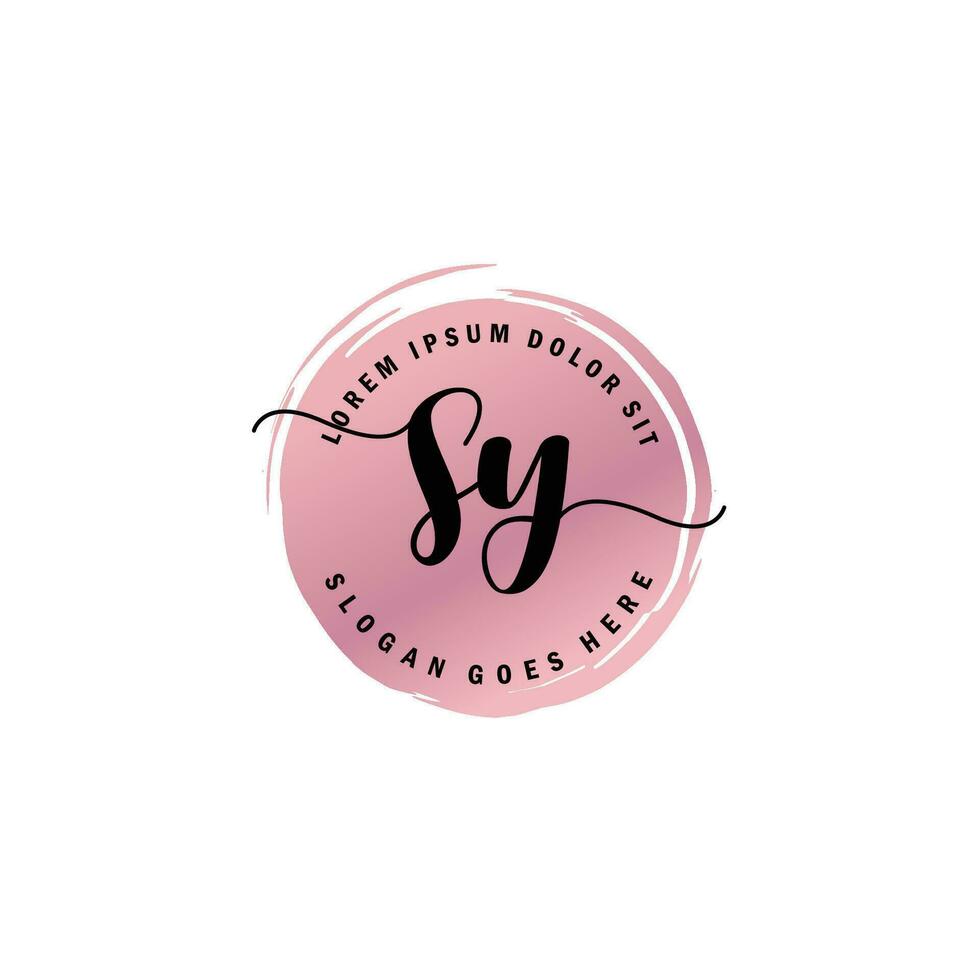 SY Initial Letter handwriting logo with circle brush template vector