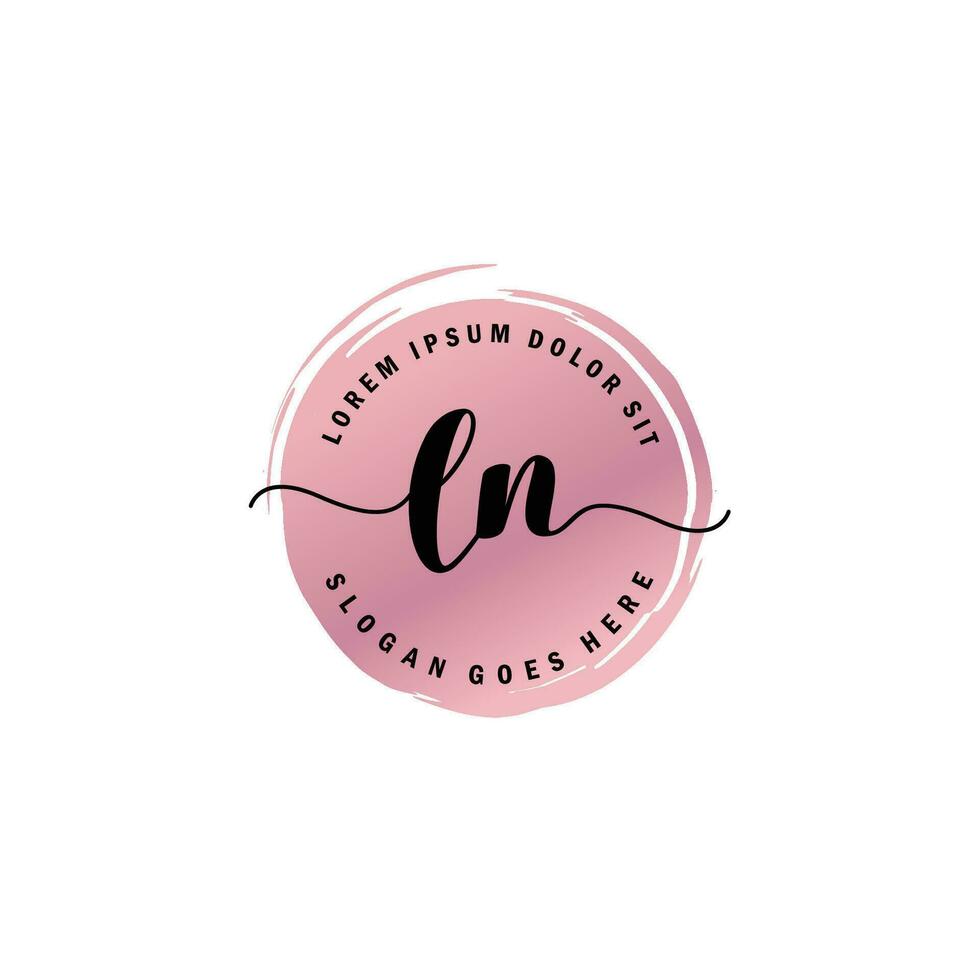 LN Initial Letter handwriting logo with circle brush template vector