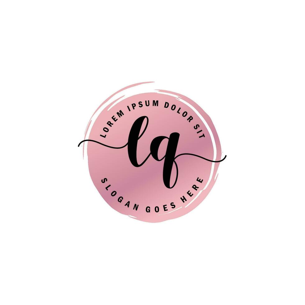 LQ Initial Letter handwriting logo with circle brush template vector