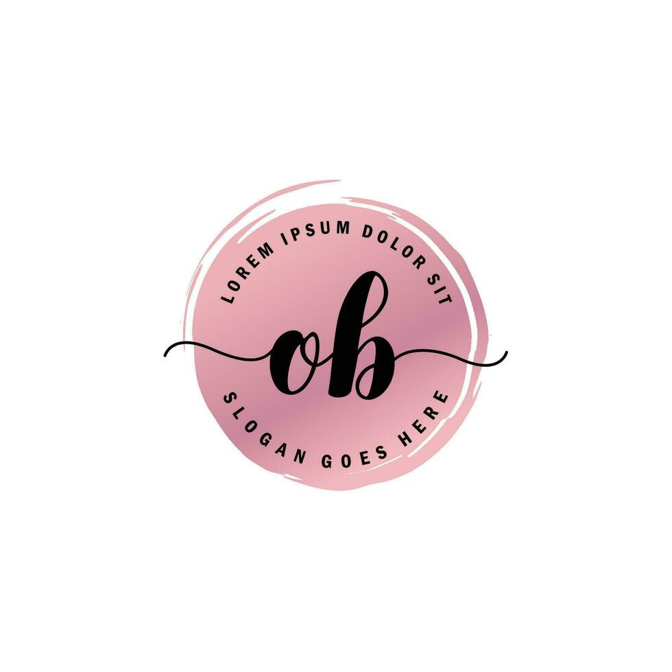 OB Initial Letter handwriting logo with circle brush template vector