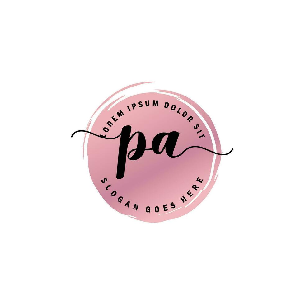 PA Initial Letter handwriting logo with circle brush template vector