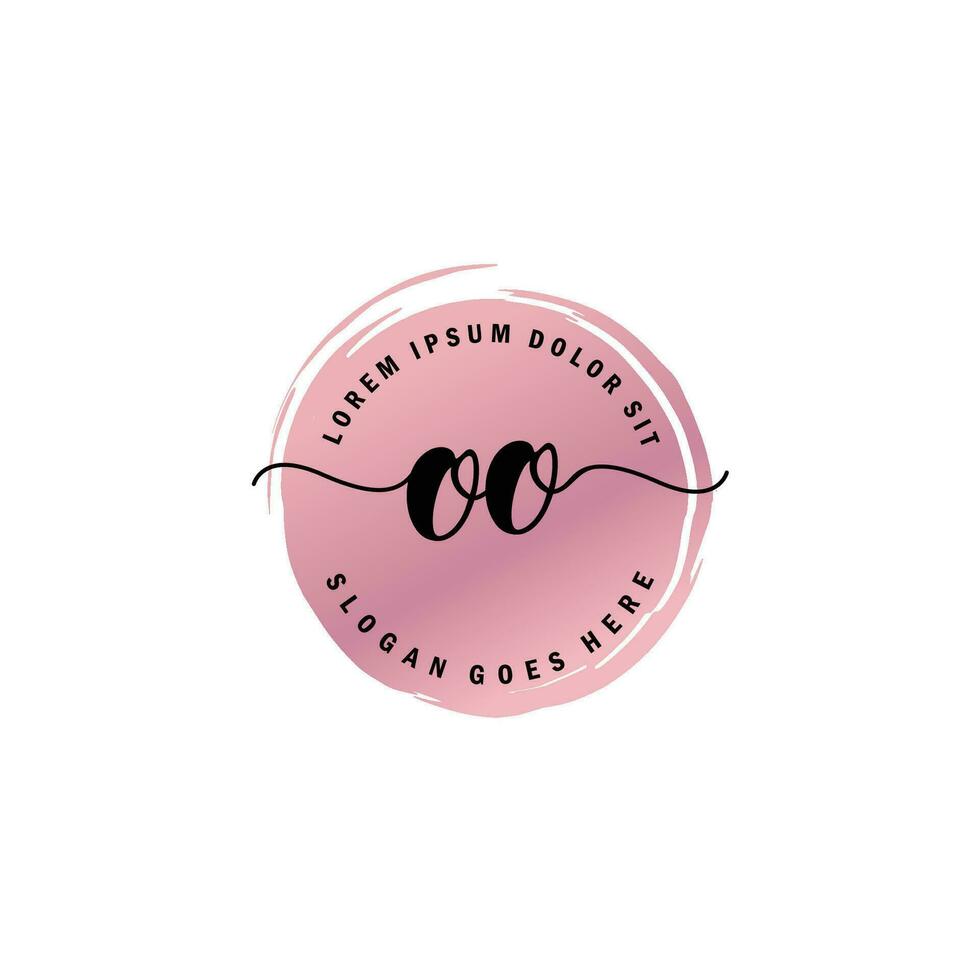 OO Initial Letter handwriting logo with circle brush template vector
