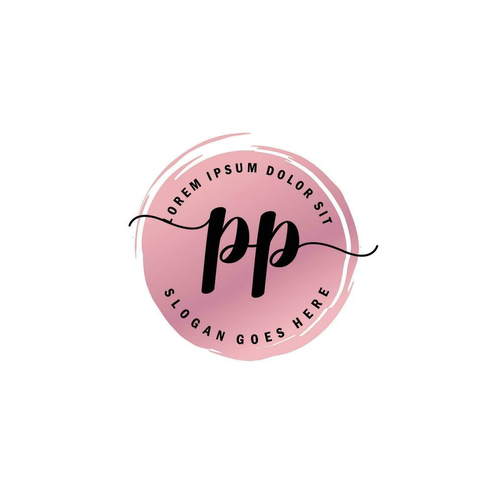 PP Initial Letter handwriting logo with circle brush template vector