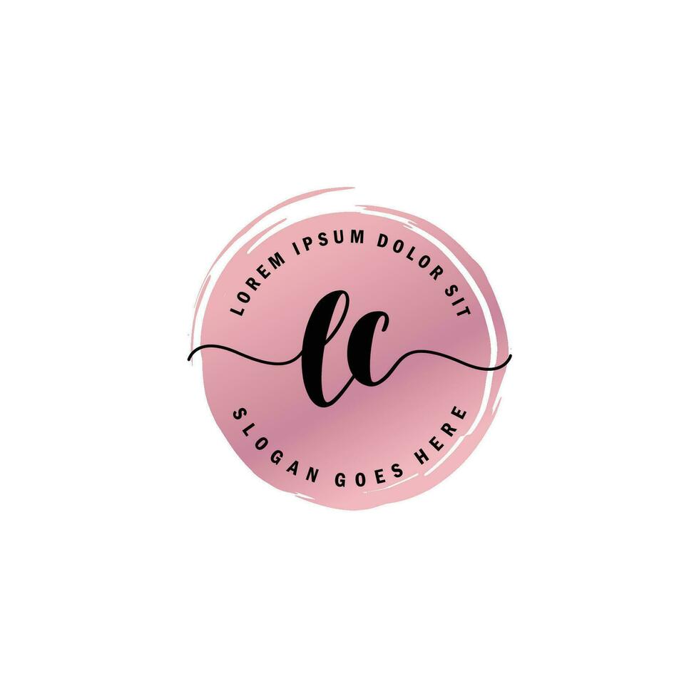 LC Initial Letter handwriting logo with circle brush template vector