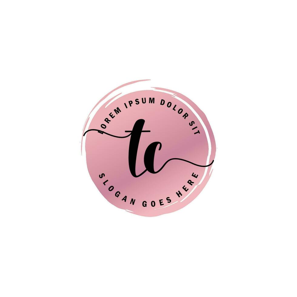 TC Initial Letter handwriting logo with circle brush template vector