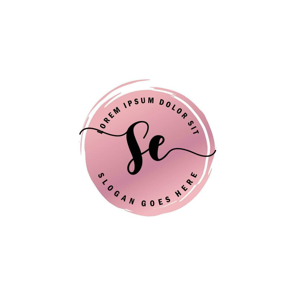 SE Initial Letter handwriting logo with circle brush template vector