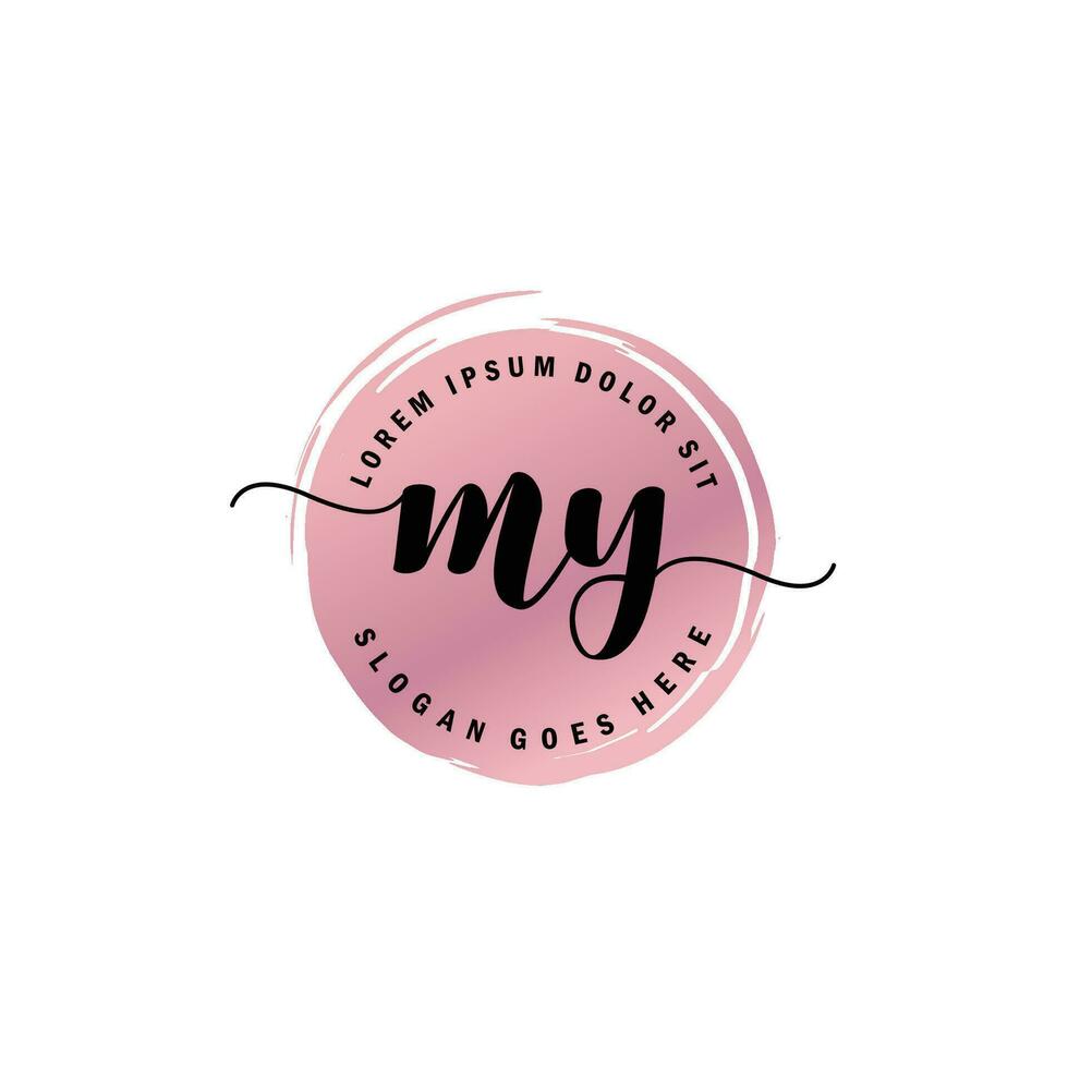 MY Initial Letter handwriting logo with circle brush template vector