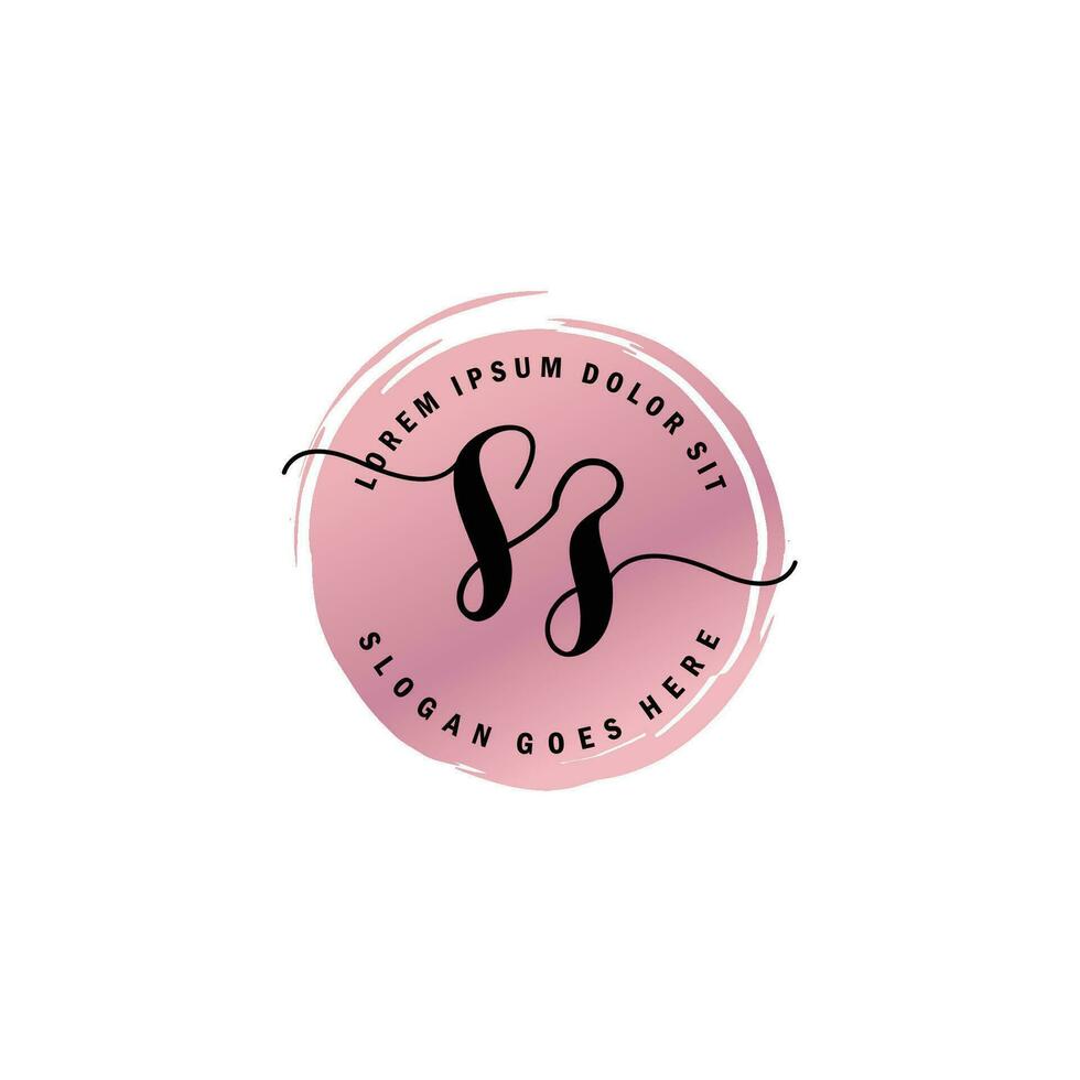 SZ Initial Letter handwriting logo with circle brush template vector