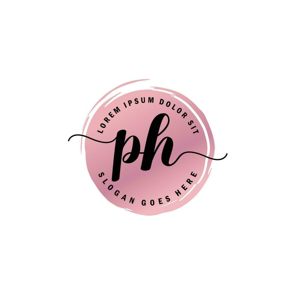 PH Initial Letter handwriting logo with circle brush template vector