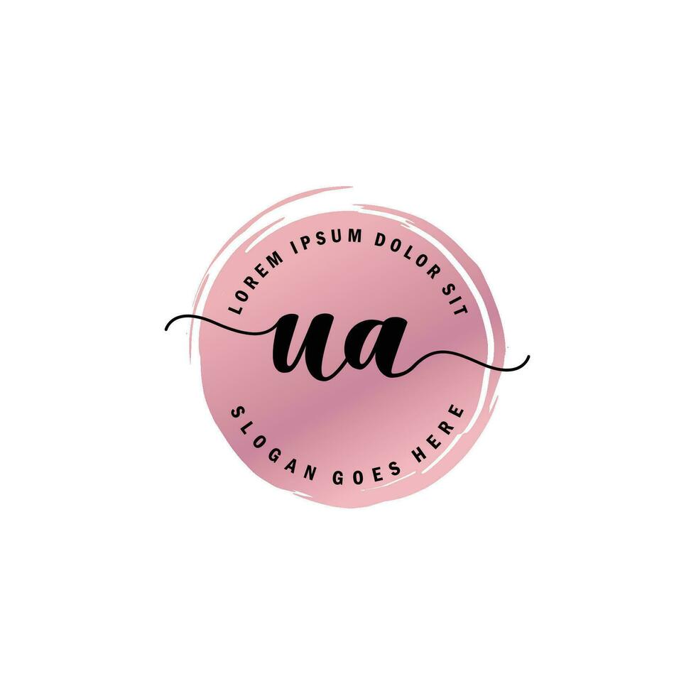 UA Initial Letter handwriting logo with circle brush template vector