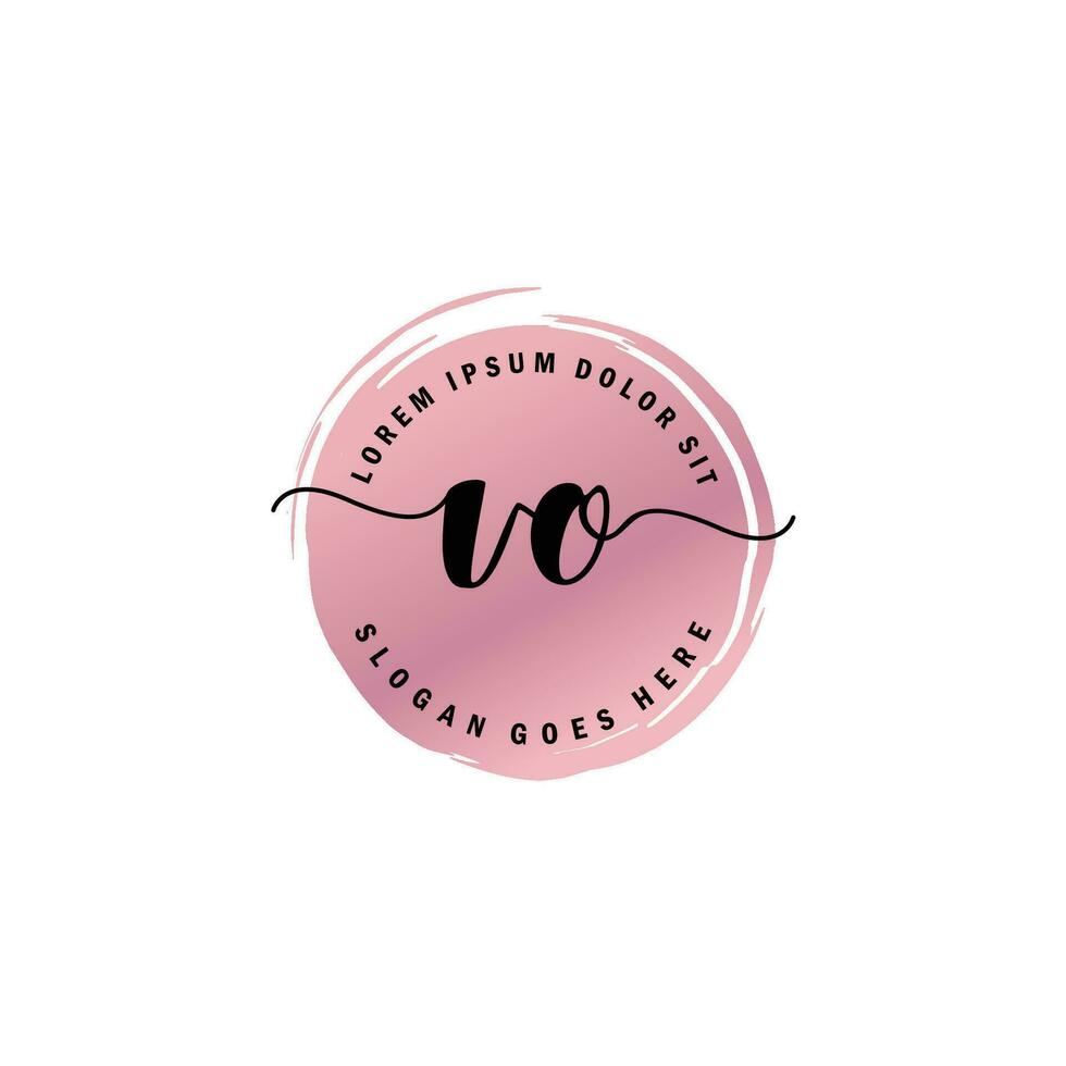 VO Initial Letter handwriting logo with circle brush template vector