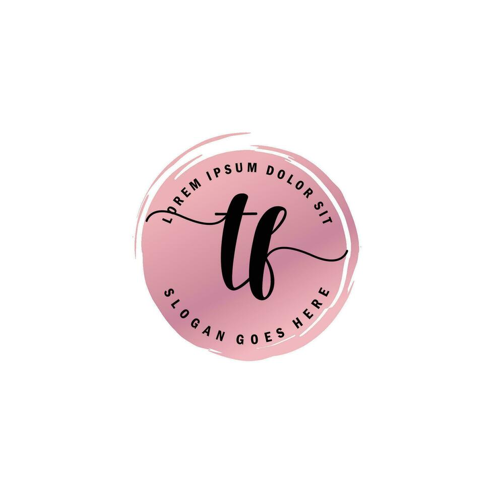 TF Initial Letter handwriting logo with circle brush template vector