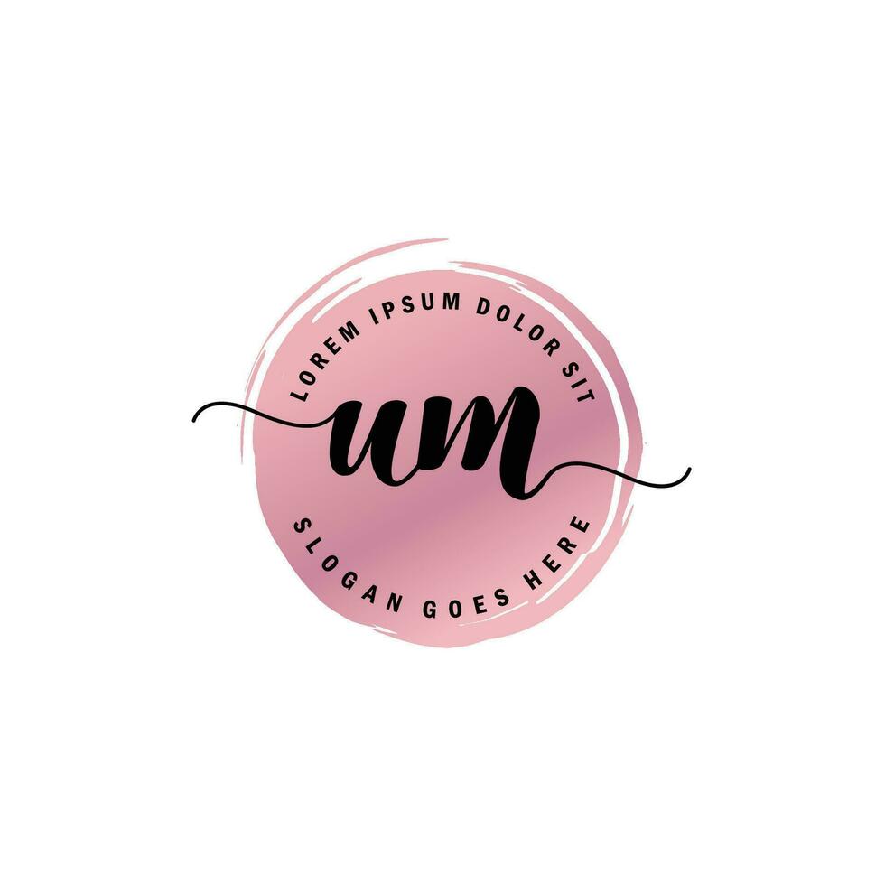 UM Initial Letter handwriting logo with circle brush template vector