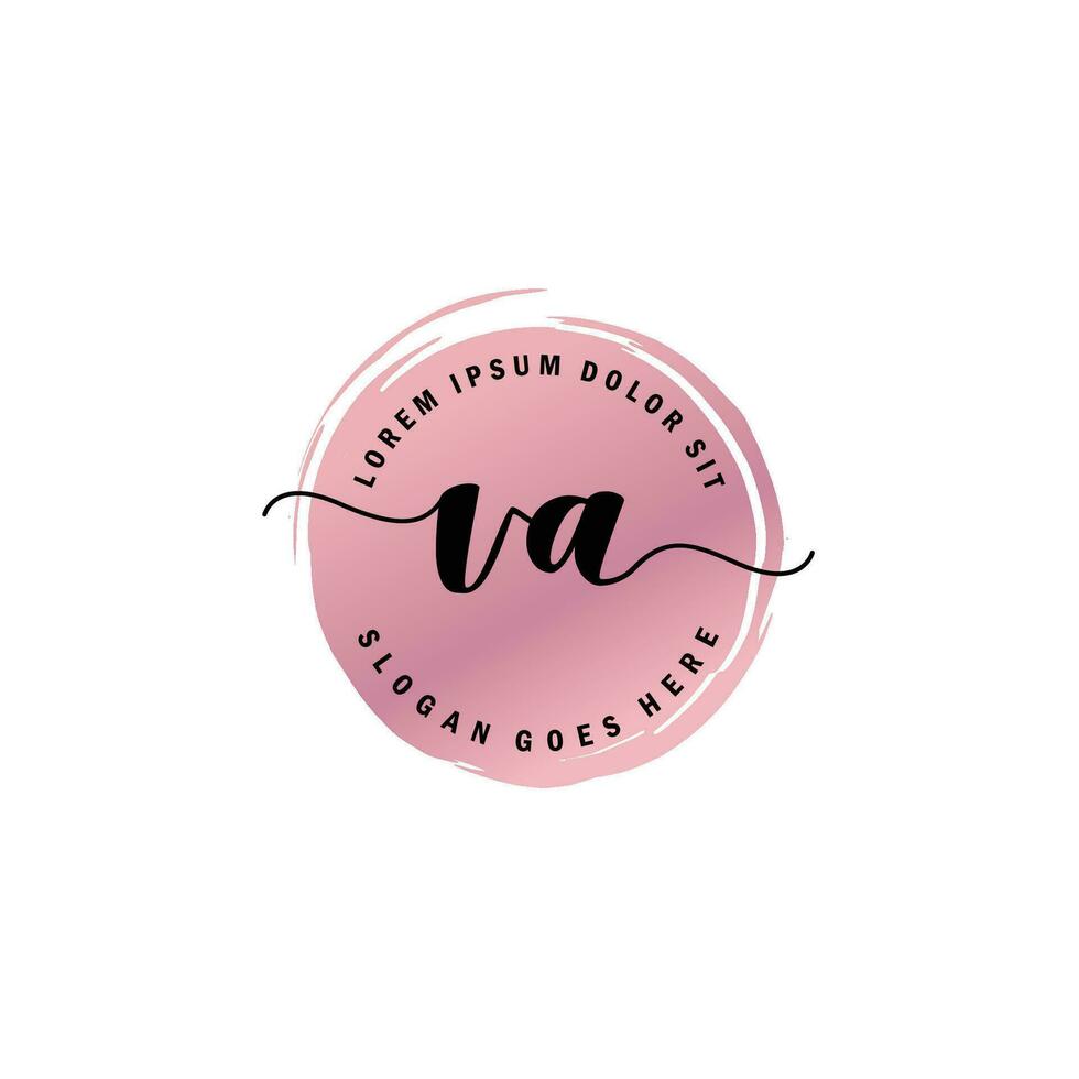 VA Initial Letter handwriting logo with circle brush template vector