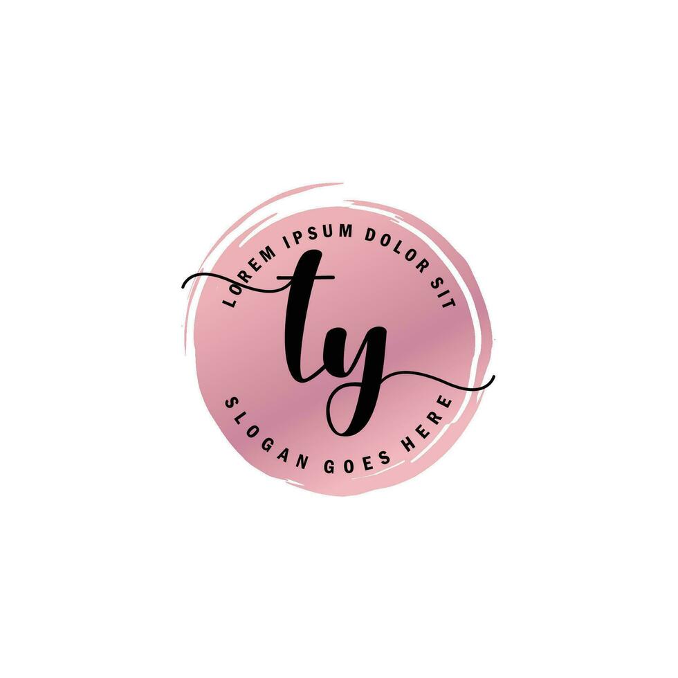 TY Initial Letter handwriting logo with circle brush template vector