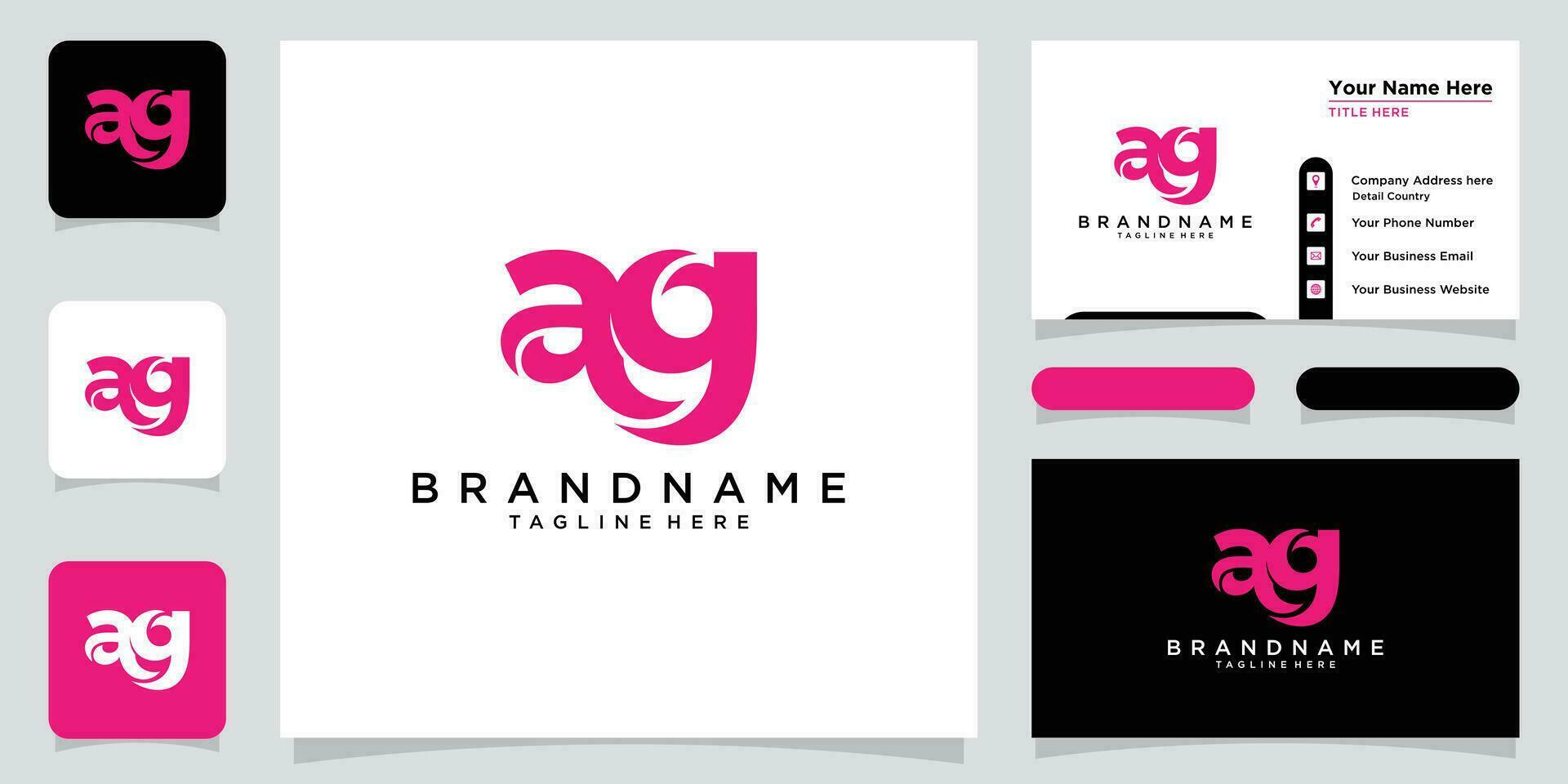 Initial AG logo design with business card design Premium Vector