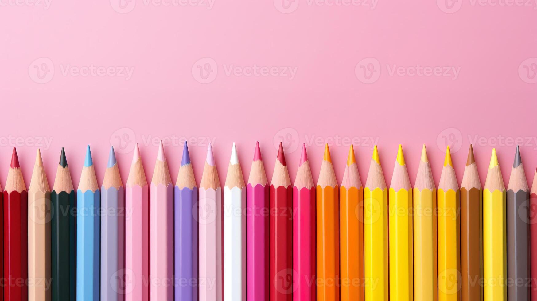 A lot of bright colored beautiful pencils on a bright and colorful background. photo