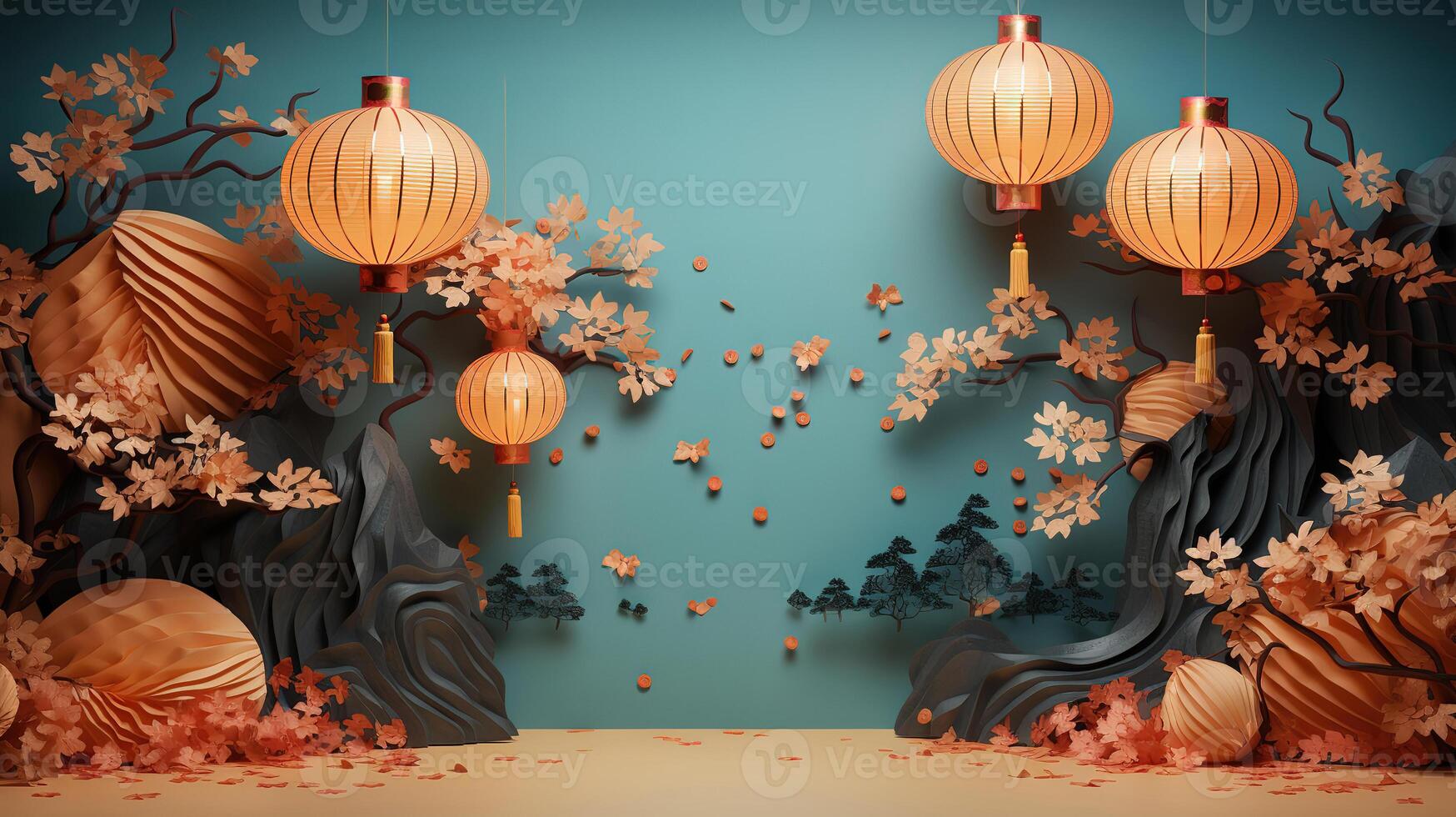 Mid Autumn Festival with Paper Lantern. photo