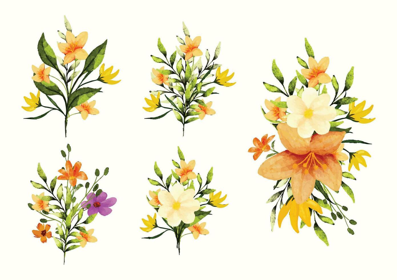 Glorious floral spring brunch illustration in watercolor style vector