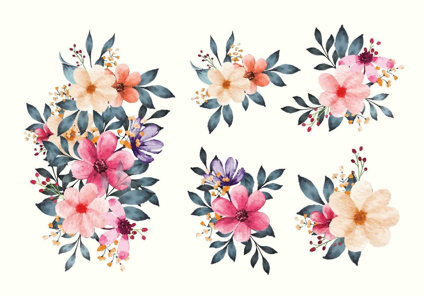 Isolated flower bouquet pack for invitation card background vector