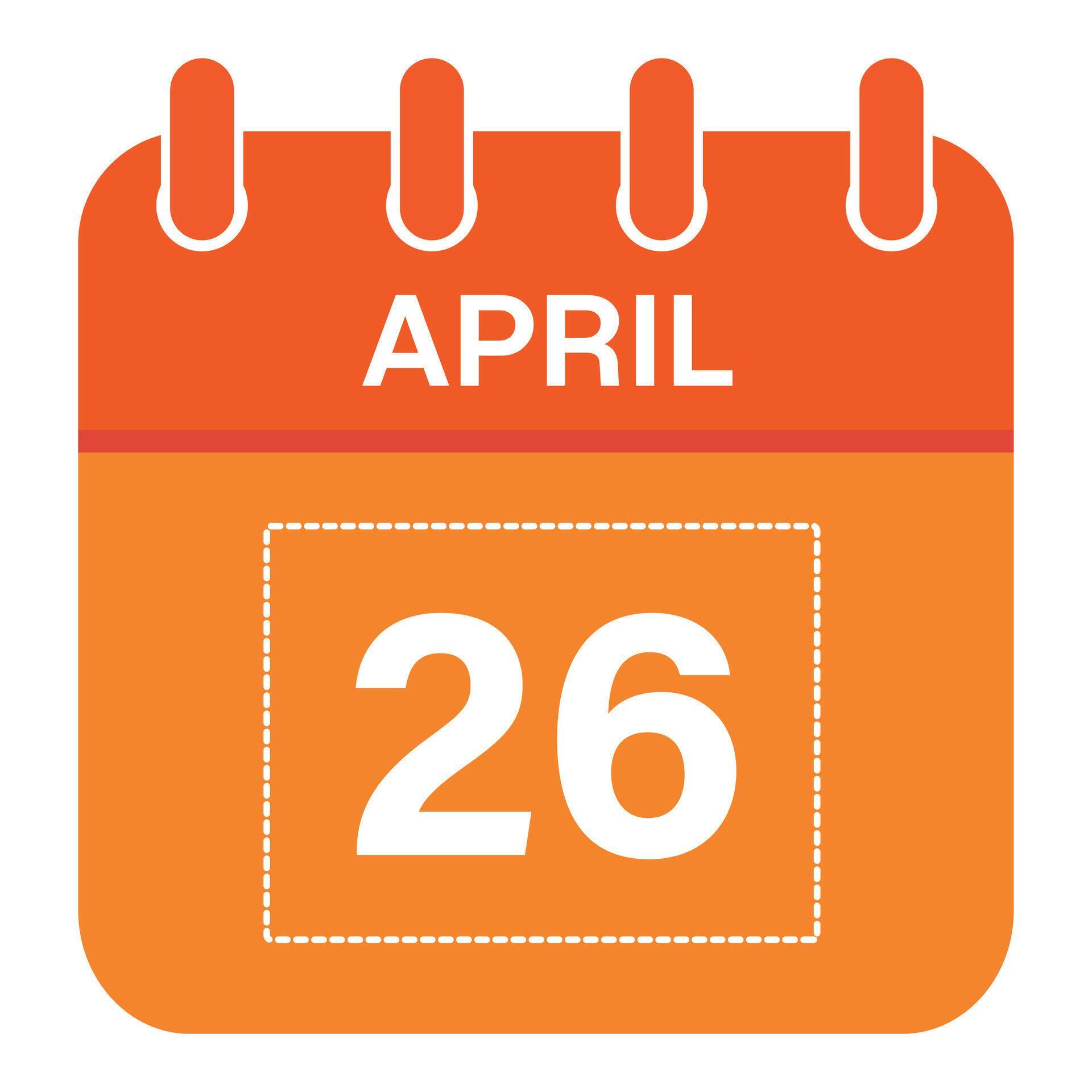 April 26 Calendar Daily Icon, Day, Date, Month 26307826 Vector Art at