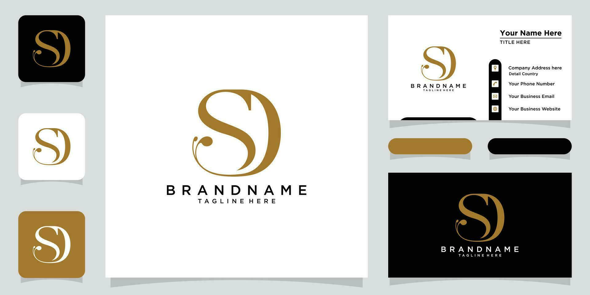 SD or DS Abstract initial monogram letter alphabet logo with business card design Premium Vector