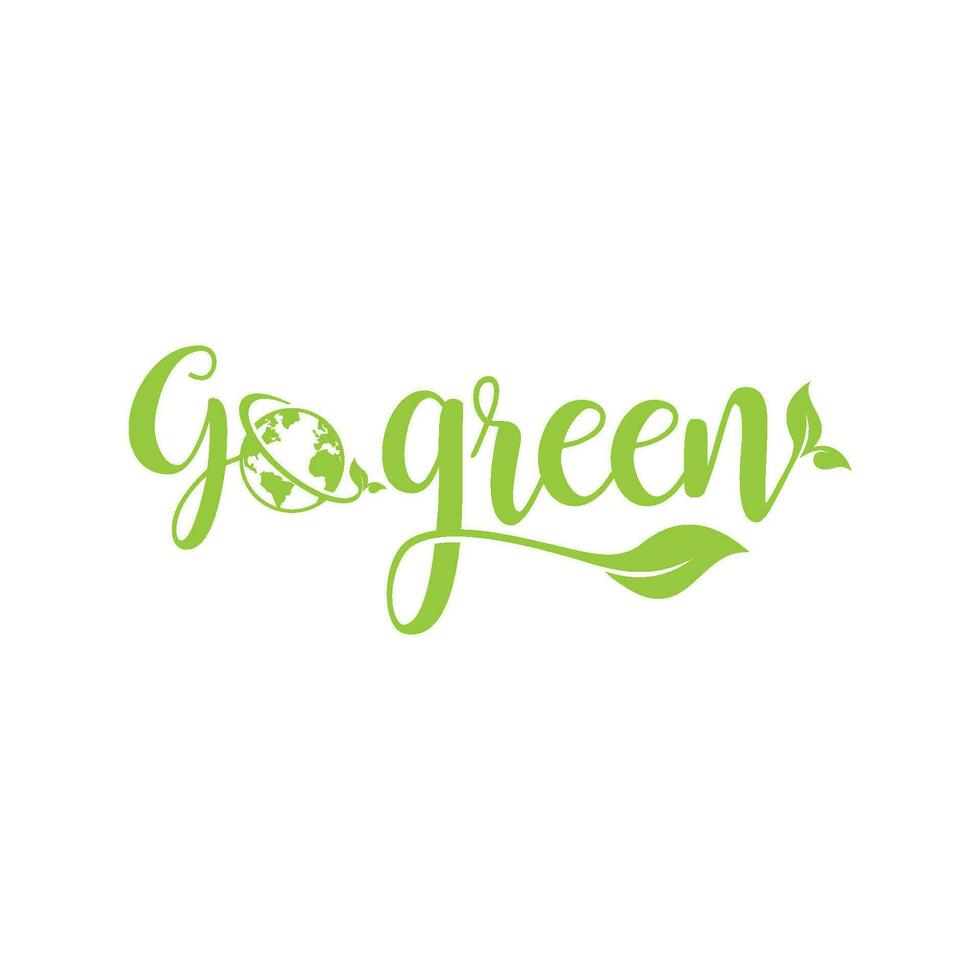 Modern Go Green Environment Label Logo Illustration In Isolated White Background vector