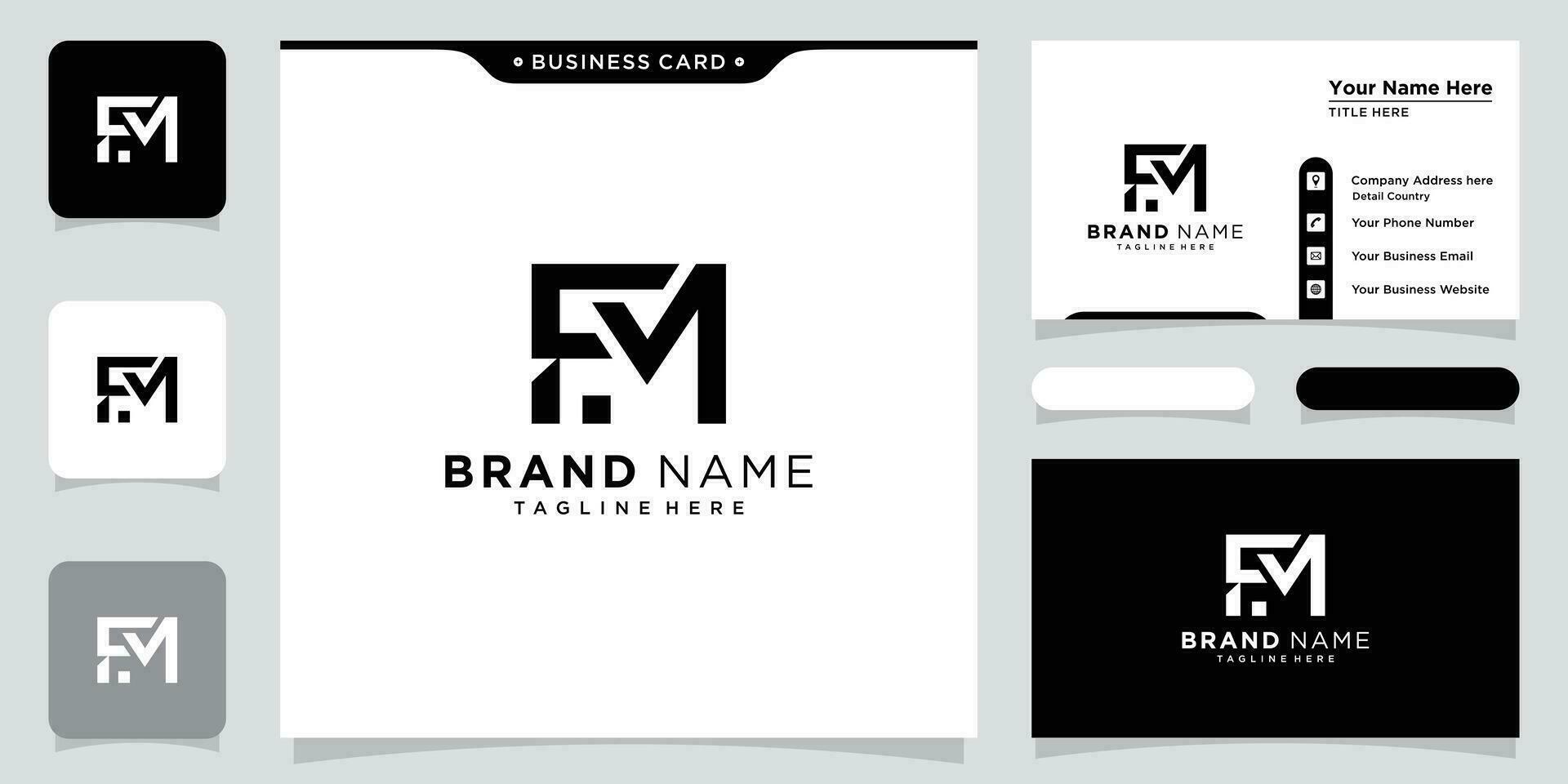 Initial Letter FM logo design template vector