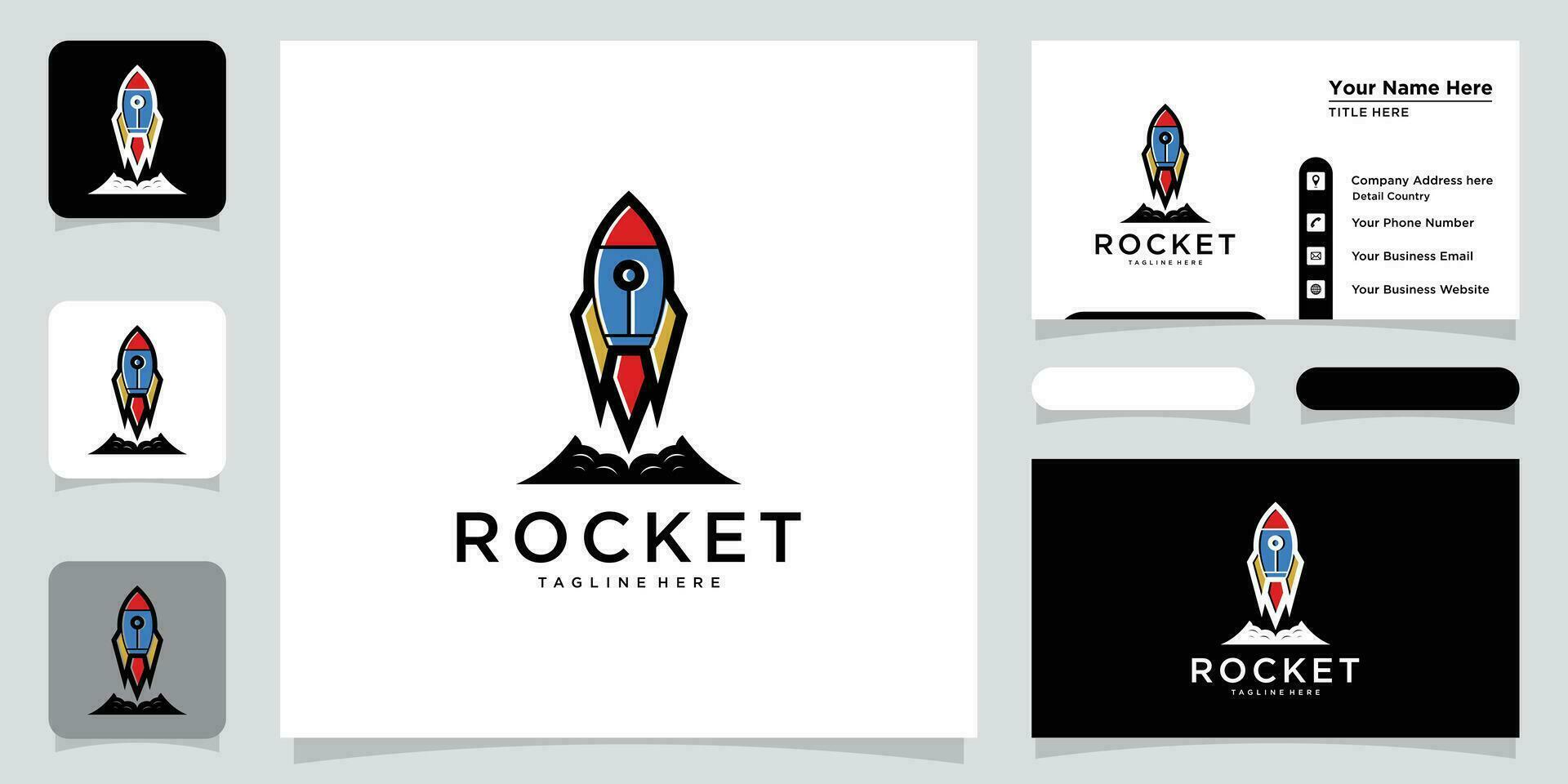 Rocket launch logo vector template, Vector Illustration