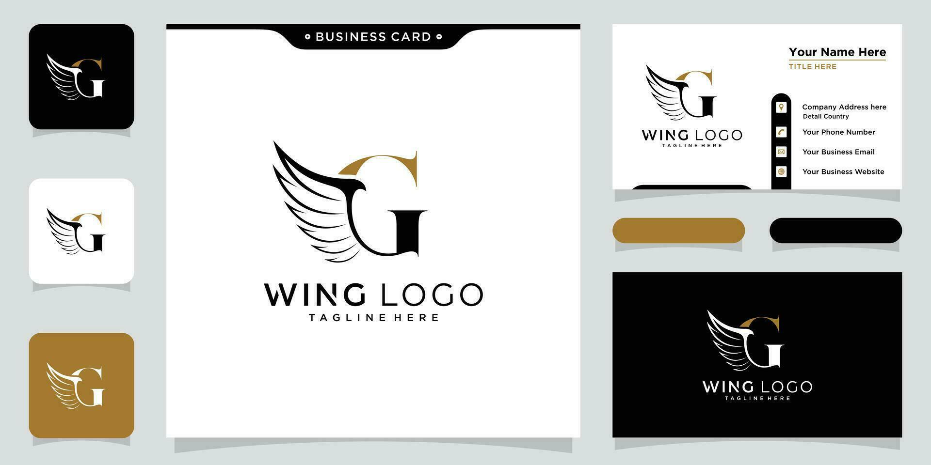 Initial G letter logo and wings symbol. Wings design element, initial logo Wings G icon vector