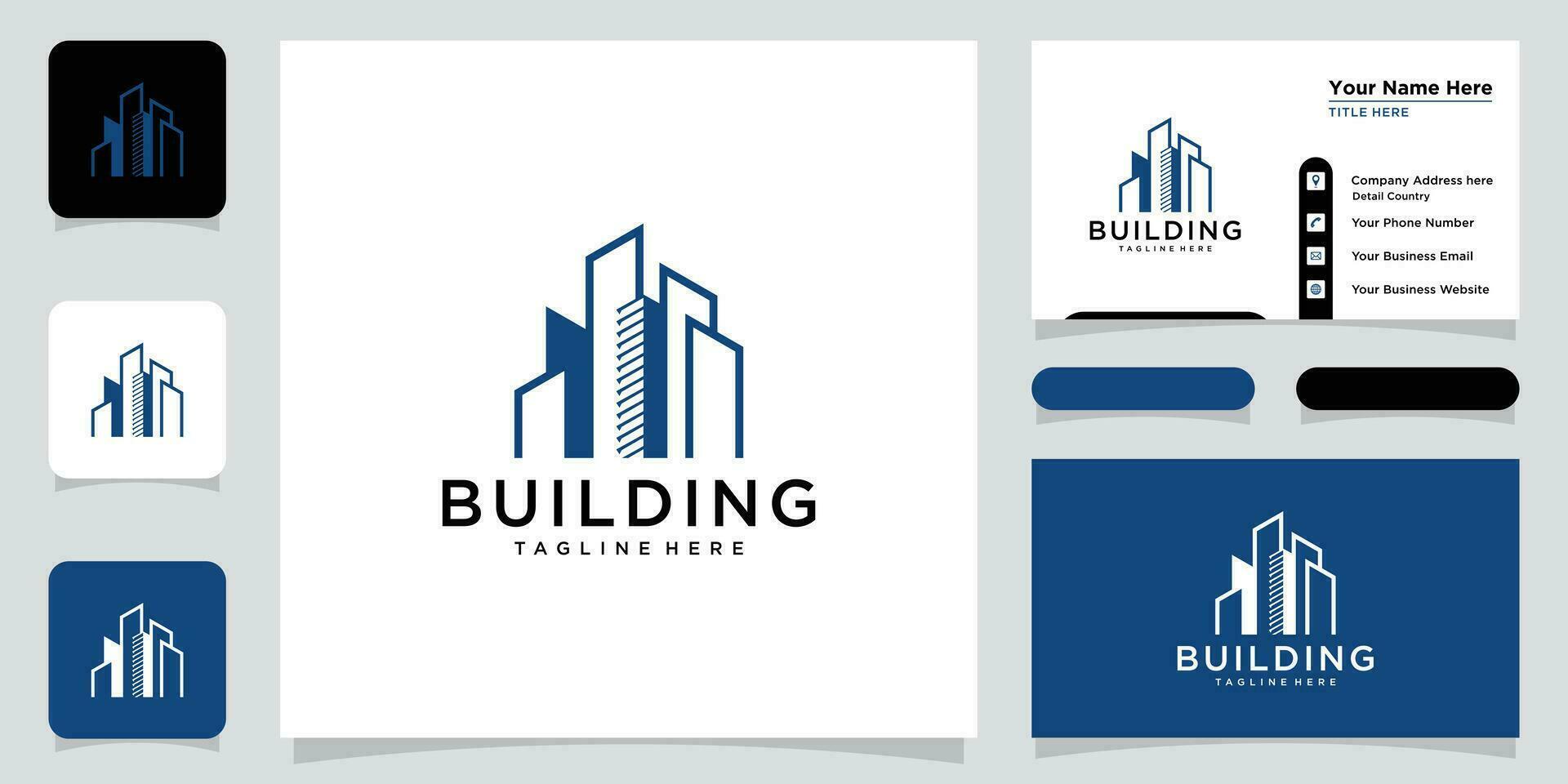 Creative modern building real estate logo design with business card design Premium Vector