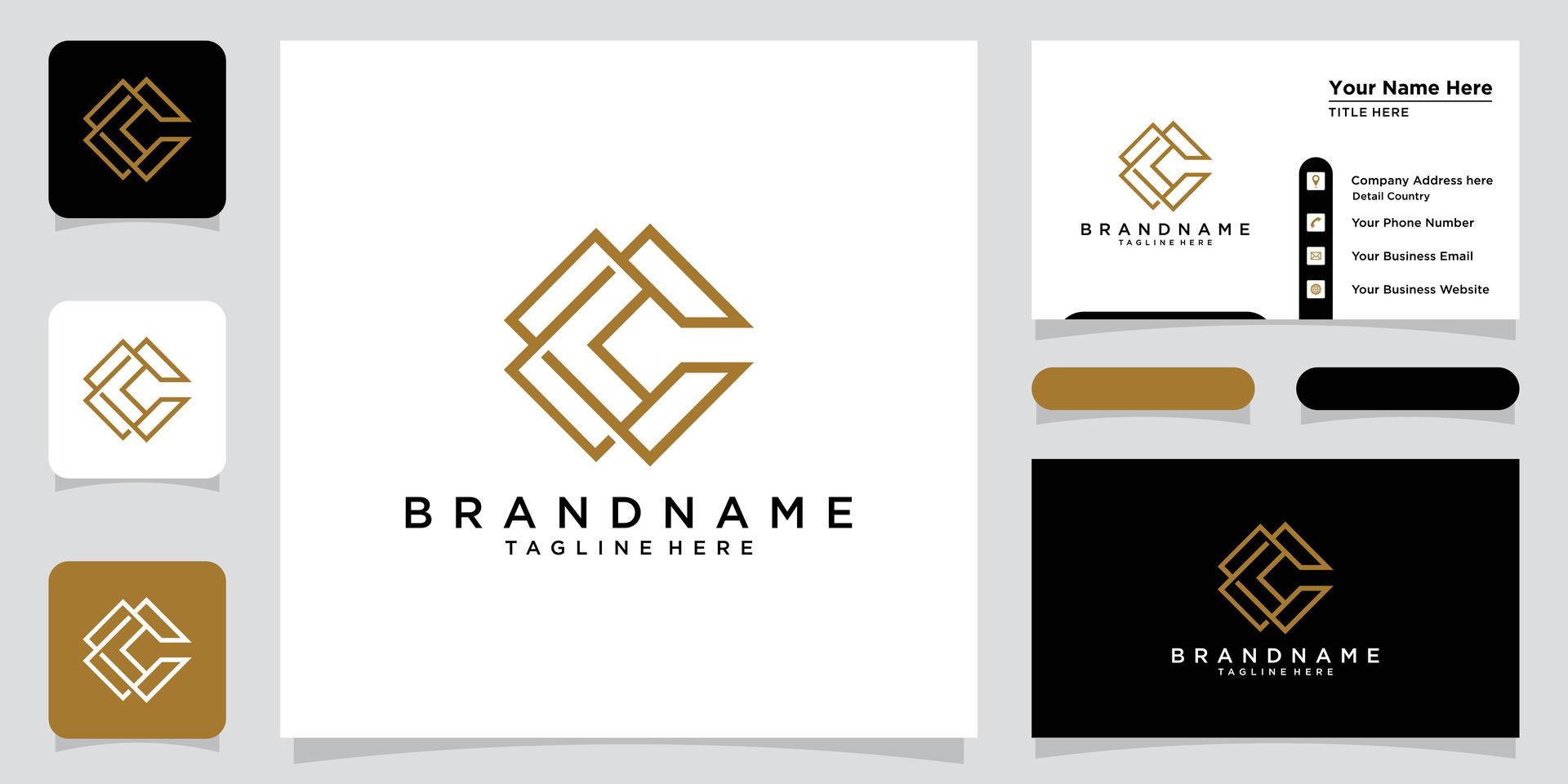 Initial letter logo cc, c with business card design Premium Vector ...