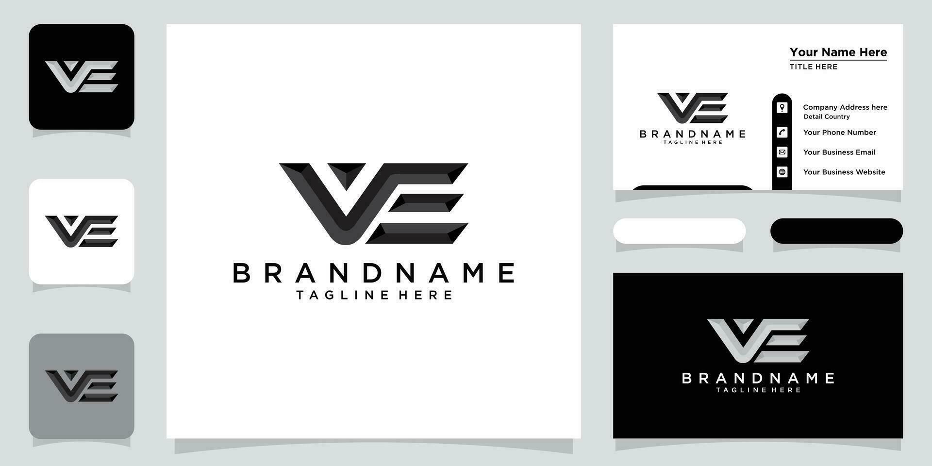 Initial letter VE Logo with business card design Premium Vector