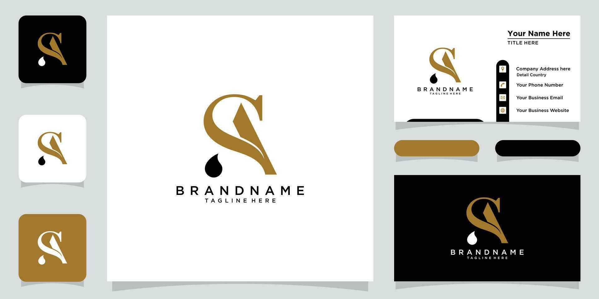 Alphabet AS or SA illustration monogram vector logo template with business card design Premium Vector